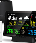 All-In-One Weather Station With No-Fuss Self-Emptying Wireless Rain Gauge For Indoor Outdoor Use, Thermometer, Barometric Pressure, Humidity Sensor, Atomic Clock, Digital Forecast And Alerts on display