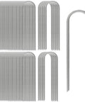 Bundle of 12 Inch Garden Stakes Set Of 50 Heavy Duty Galvanized Ground Spikes for Fencing, Tents, Dog Runs, Chicken Wire, and Lawn Projects.