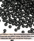 Raised Panel Cabinet Door Spacers 500 Pack Quarter Inch Black Rubber Ball Bumpers on a white background, ensuring stable alignment.
