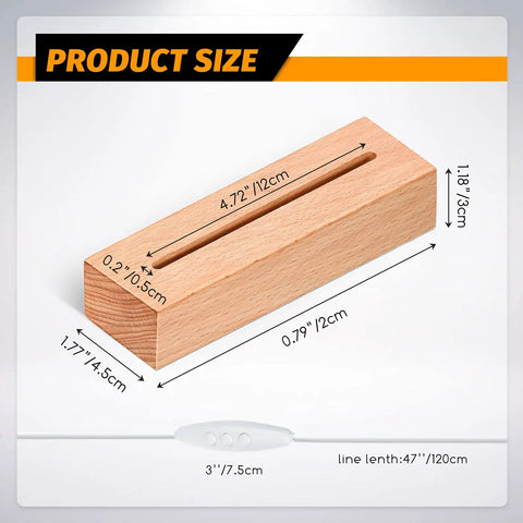 5.9 Inch Wooden LED Light Base Kit Dimmable Colorful Display Pedestals USB Powered product dimensions shown
