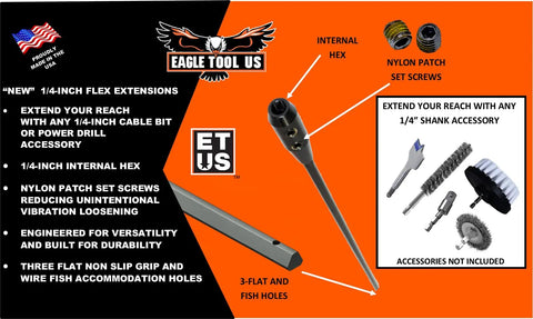 Installer Bit And Drill Bit Extension 36-Inch Long With 1/4-Inch Shank, Heat Treated Spring Steel Shank And Three Flat Non Slip Grip