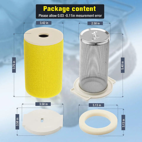 Dimensions of air filter, guide, and end cap for Air Filter, Guide, and End Cap Kit for Big Bear 350, Moto-4 250 ATV Models 1987-2000