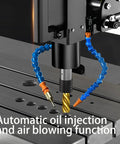 Heavy Duty Electric Tapping Machine M6-M36 With 360 Degree Multi-Directional Head showing automatic oil injection and air blowing.