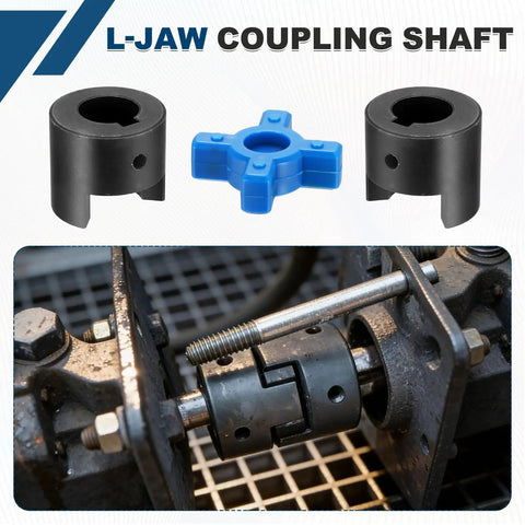 L Type Flexible Coupling Set Three Quarters To Three Quarters Inch L Jaw Shaft Connector With Rubber Spider Interchangeable For Spindle Transmissions Automation Equipment High Speed Precision Easy Installation Durable Black, black coupling parts