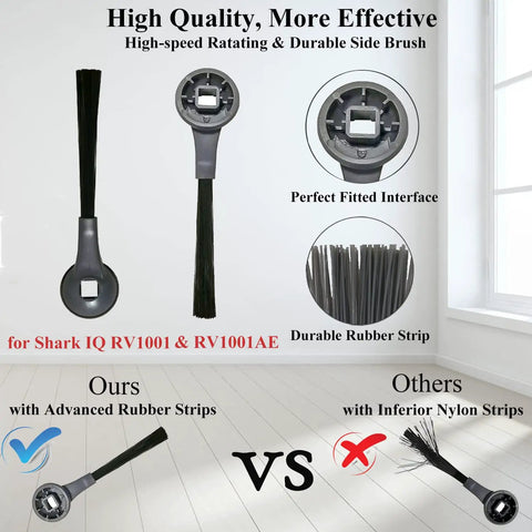 Comparison of Shark IQ RV1001 RV1001AE advanced rubber strips vs nylon strips for Replacement Part Accessory Set