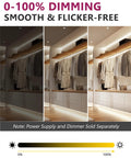 COB LED Strip Lights 25ft Neutral White 4000K High Density Tape Light showing dimming capability in closet setting