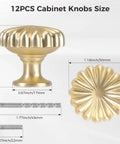 12 Pack Vintage Brushed Gold Cabinet Knobs Set For Kitchen Dresser And Wardrobe, Solid Zinc Alloy Hardware Pulls, Elegant Brushed Finish, An Easy Upgrade For Your Cabinets And Furniture, Elevate Home Decor. 26.8mm knob, 45mm screw