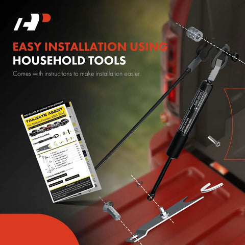 Rear Left Tailgate Assist Lift Gas Spring And Shock Strut For Nissan Frontier 2005 2021 with installation guide and tools