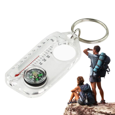 Sturdy Outdoor Compass Keychain For Backpacking And Travel, Pocket Size Navigation Gadget for Hiking with ABS build attached to keyring