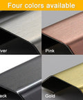 Heavy Duty Stainless Steel Floor Cable Cover With Self Adhesive Backing in Silver, Pink, Black, Gold colors showcased.