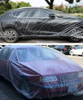 4-Pack Universal Car Cover Rain Dust Protection With Elastic Hem Lightweight Clear Plastic Covers For Garage Outdoor Use