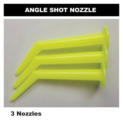 Angle Shot Plastic Nozzle Three Pack For One Tenth Gallon Cartridges Yellow Fits On Top Of Most Standard One Tenth Gallon And Quart Cartridges Great For Tight Spots And Difficult Dispensing Tasks
