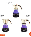 Purple Electric Espresso Maker For Two Or Three Cups Compact Home Brewer With Easy Brew Controls Auto Shutoff Durable Cast Aluminum Base