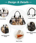 Design details of Desert Cowboy Insulated Nylon Lunch Bag for Women with adjustable shoulder strap featuring pockets and handle