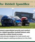Elite Knurled Thumb Screws For Riddell SpeedFlex Football Helmets Youth And Adult, three helmets on field for secure fasteners.