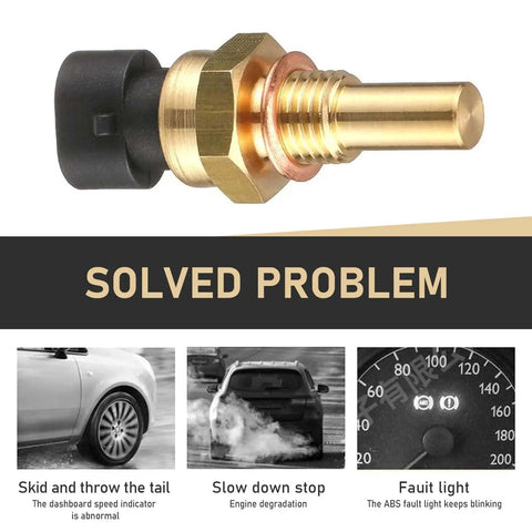 Direct Fit Premium Brass Coolant And Oil Temperature Sensor with electrical connector on a white background