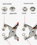 Five Claw Buckle Snap Plier Tool Kit With 100 Sets 9.5mm Metal Snaps Seam Free Invisibility Fasteners installation guide