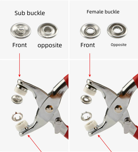 Five Claw Buckle Snap Plier Tool Kit With 100 Sets 9.5mm Metal Snaps Seam Free Invisibility Fasteners installation guide
