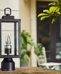 Rugged Outdoor Post Light With E26 Socket Waterproof And Anti Rust Build, Modern Matte Black Pillar Lantern for porches
