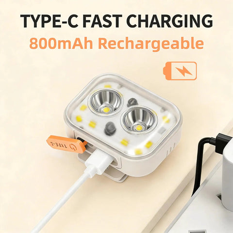 Kids Adventure Light Set With USB C Rechargeable Lantern And Motion Sensor Headlamp showing Type-C fast charging feature