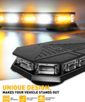 Rooftop Emergency Strobe Light Bar With 102 LED Amber And White Beacons Magnetic Base 12 To 24V for trucks and snowplows.