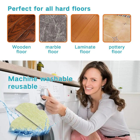 All In One Replacement Parts Kit For RV2001WD AV2001WD Robot Vacuum Including Side Brushes Filters And Cleaning Mop Pads Durable Microfiber Pads Easy Install 10 Count For Pet Hair And Hard Floors shown washable by woman near washing machine