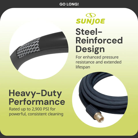 Heavy Duty 25 Foot Pressure Washer Extension Hose With M22 15mm Connectors, steel-reinforced design, SPX series focus
