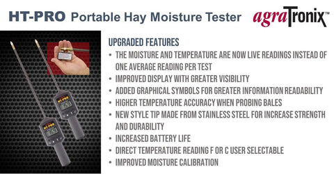 Hay Bale Moisture Tester With 20 Inch Probe, Calibration Clip, Illuminated LCD Display, And Above And Below Moisture Indicators, Monitors 8 To 44 Percent Range For Fast, Accurate Field Checks.