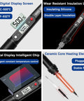 Heavy Duty Soldering Iron Kit With Heat Set Insert Tool 80W 110V LCD Digital Temperature Control 16 In 1 features