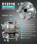 Diagram of 2 Pcs Rear Wheel Bearing Hub Assembly 512518 Compatible With Impreza 2012 To 2021 Forester 2014 To 2018 Crosstrek 5 Lug