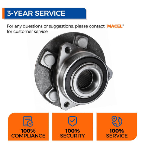 Set Of 2 Front And Rear Wheel Bearing Hub Assemblies With Encoder And ABS For 2008-2019 Cadillac CTS, 2010-2015 Chevy Camaro, And 2018-2019 Chevy Impala Five-Lug Vehicles, showing a close-up of a hub assembly with encoder