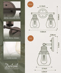 Two Light Farmhouse Vanity Light Fixture Over Mirror Wall Lamp For Bathroom With Clear Glass Shades And Oil Rubbed Bronze Finish diagram