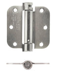 Self-Closing Door Hinge For Standard Doors Satin Nickel Finish Three And A Half Inch By Three And A Half Inch Five Eighths Inch Radius