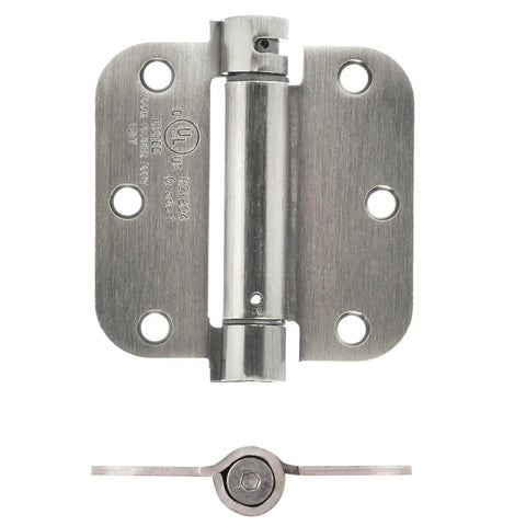 Self-Closing Door Hinge For Standard Doors Satin Nickel Finish Three And A Half Inch By Three And A Half Inch Five Eighths Inch Radius