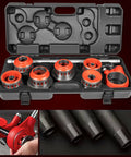 12R Manual Exposed Ratchet Pipe Threader Set With 6 NPT Die Heads From Half Inch To Two Inch Pipe Portable Tool Kit With Storage Case For Plumbing Installation And Repair