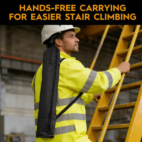 Portable Aluminum Horizontal Sliding Beam Anchor For Construction Safety Adjustable I Or H Beam Clamp With Carry Bag No Sweat Setup Rock Solid Gear Built Tough harnessed for hands-free stair climbing.