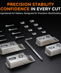 4 Pack Low Profile Aluminum Side Clamps For Milling And CNC Work, Beefy Side Clamp Vises Up To 60kN accessories on display