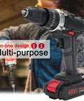 Rock Solid Cordless Drill Driver With 21 Volt Battery And Dual Gear Transmission Delivers Knockout Impact At 5400 Bpm And 1450 Rpm for versatile tasks.