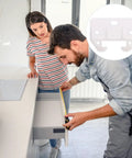Man measuring drawer for installation of 10 Pack Plastic Drawer Slides For Cabinets And Closets Easy Install White Drawer Track Guides
