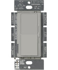 Top Tier Magnetic Low Voltage Dimmer Switch For 450 Watt 3 Way Wiring Setup Featuring Dead Smooth Glide Control And Built In Glow Night Light Feature In Gray, front view.