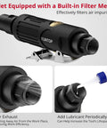 Heavy Duty 25000Rpm Straight Air Die Grinder Featuring Rear Exhaust Design showing filter mesh inlet and lubrication points.