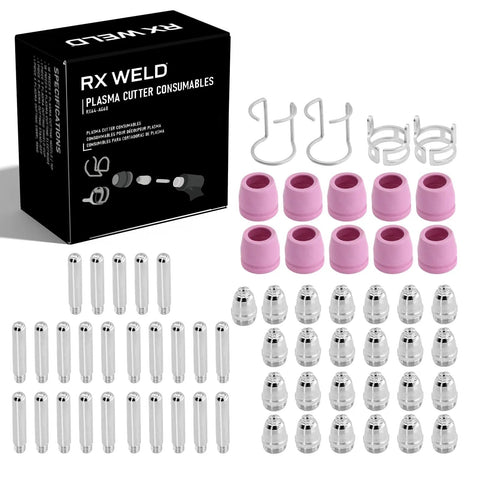AG60P Plasma Cutter Torch Consumables Kit 64 Pieces Includes Electrodes Nozzles Cups Standoff Guides For SG-55 AG-60 Torches