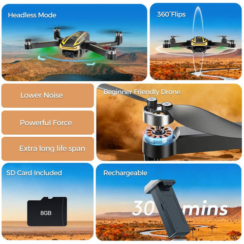4K Camera Drone With Big Screen Remote Controller Dope Gift For Men Easy To Fly Beginner Quadcopter with SD card and battery