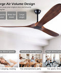 60 Inch No Light Wood Ceiling Fan for Indoor Outdoor Patios and Sloped Ceilings, Silent DC Motor, Walnut Finish in living room