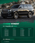 SUV parked on a road with vehicle fitment details for Lexus models and engine specifications in the foreground