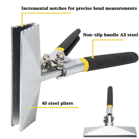 6 Inch Hand Seamer Tool With Straight Jaw Benders for flattening sheet metal, ergonomic handle, 40 steel, close-up side view