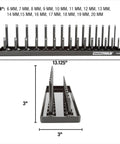 3/8 Inch Metric Socket Organizer With Dual Rail For Deep And Shallow Sockets, Holds 6 mm To 20 Mm, Labeled Posts