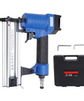 Powerful 18 Gauge Pneumatic Brad Nailer With Durable Aluminum Body And Comfortable Rubber Grip Drives Trim And Woodworking Details Smooth As Butter For Woodworking Cabinets And Furniture Projects Fits 10 To 50 Mm Nails With Quick Connect Air Tool next to a tool case and hex keys.