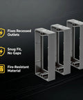 Three Quarter Inch Single Gang Outlet Box Extender Ul Listed Flame Retardant Electrical Spacer with patented flange, pack of three.