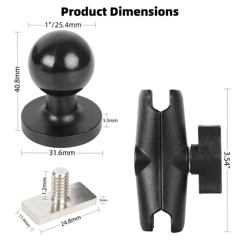 Badass Rock Solid 1 Inch Track Ball Mount With T Bolt Attachment And Medium Double Socket Arm Hella Durable Aluminum Build For Kayaks Boats Trucks And Ram Gps Brackets